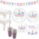 Unicorn Party Tableware Kit for 16 Guests